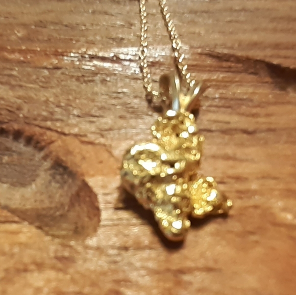 14 K yellow gold Nugget style pendant and Nugget style dangle earrings - Picture 7 of 8